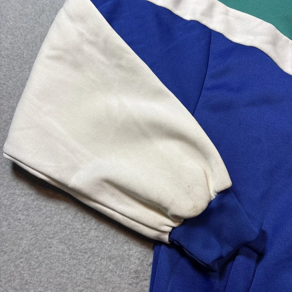 Vintage Spalding Men's Track Jacket Blue White Teal Sz XL FAIR CONDITION Retro